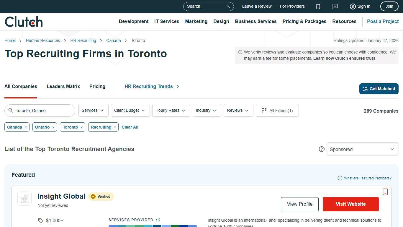 Top Recruiting Firms in Toronto - Jan 2026 Rankings Clutch.co